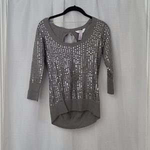 Gray sequin 3/4 sleeve shirt
